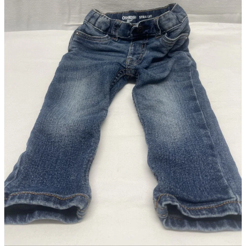 Oshkosh B'gosh Baby Unisex Straight Leg Boy Girl Denim Blue Jeans Size 12 Months